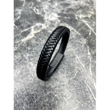 Black &Ouml;rg&uuml; Deri Bileklik