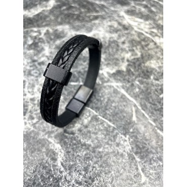 Black &Ouml;rg&uuml; Deri Bileklik