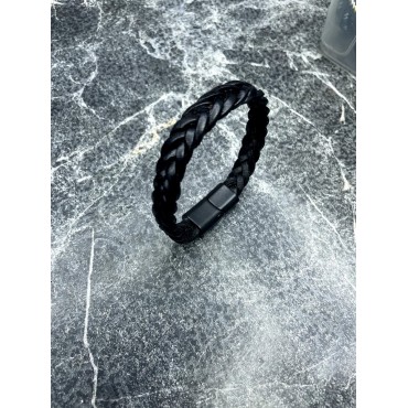 Black Örgü Deri Bileklik