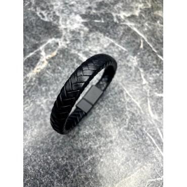 Black Örgü Deri Bileklik