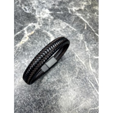 Black Örgü Deri Bileklik