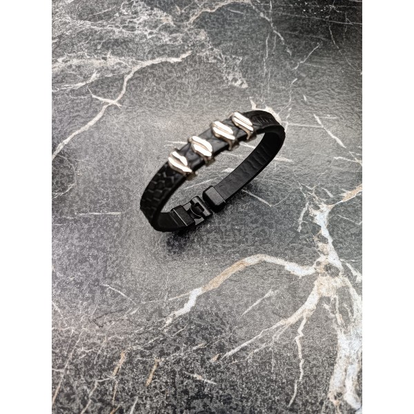 Black Metal Deri Bileklik