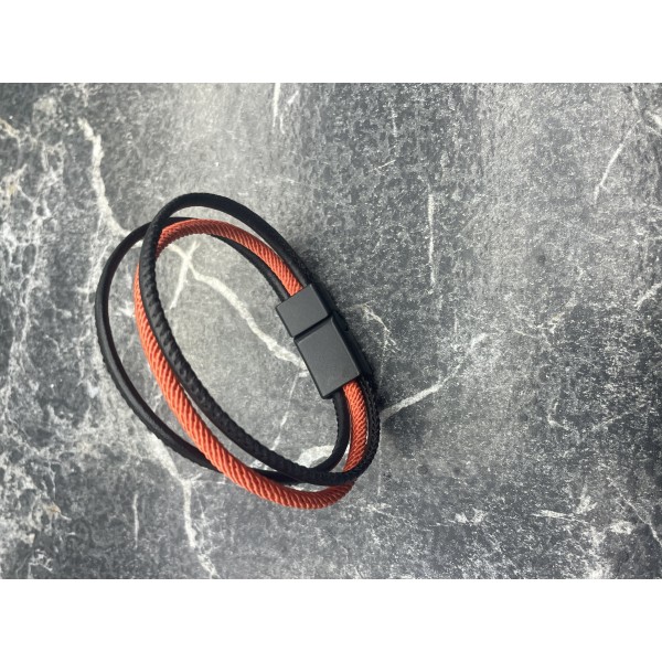Black Orange Deri Bileklik